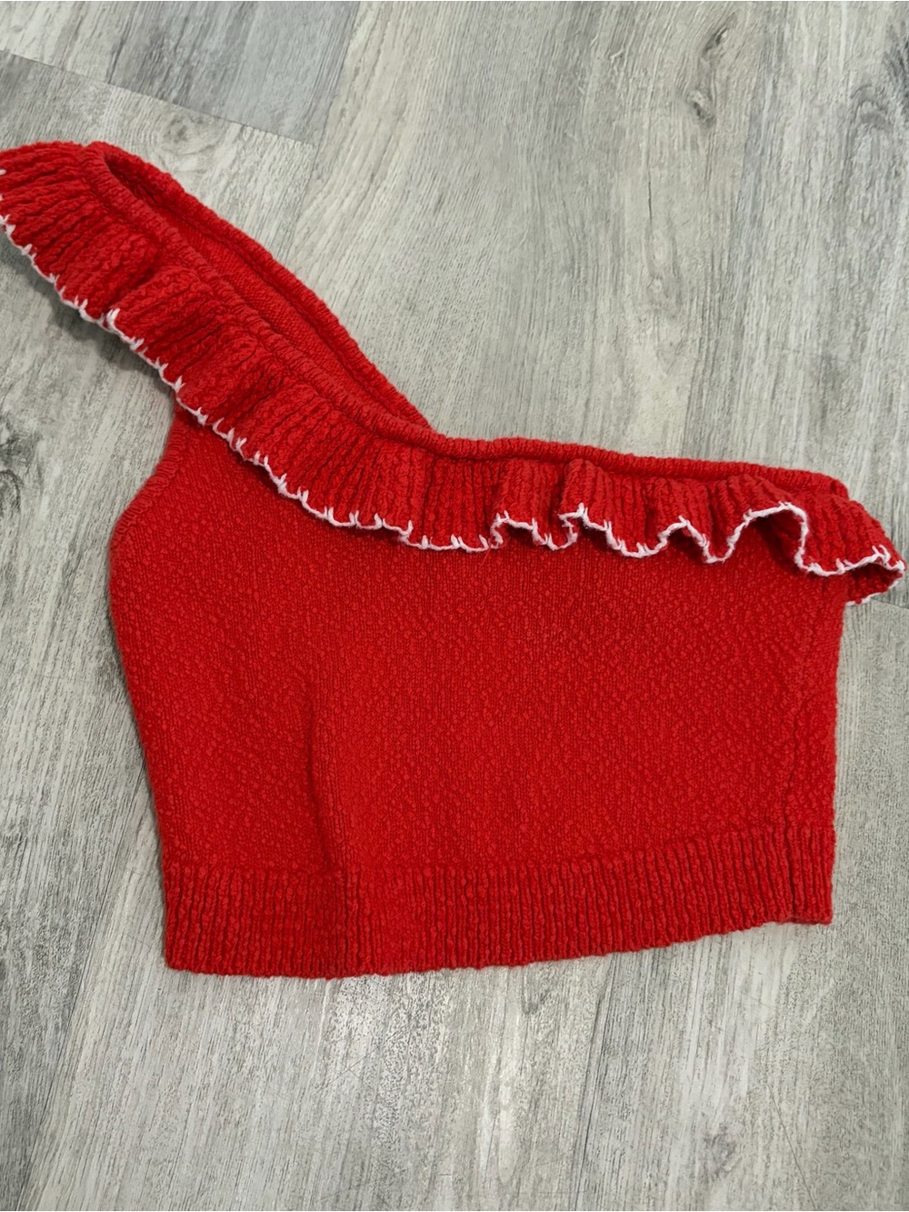 Urban Outfitters Knit Crop Top Womens Medium Single Shoulder Red